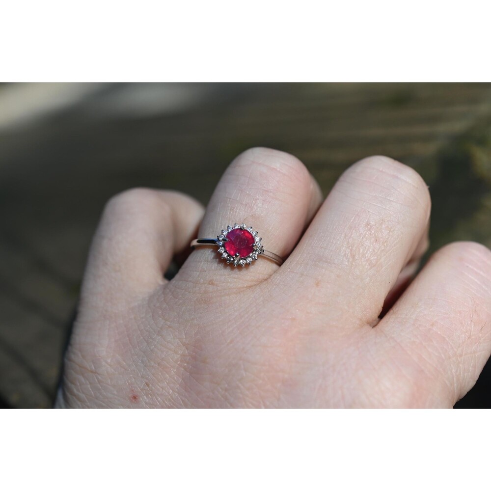 Ruby and topaz engagement ring size 7 in 925 sterling silver